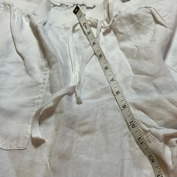 White Linen Drawstring Pants - Picture 4 of 6